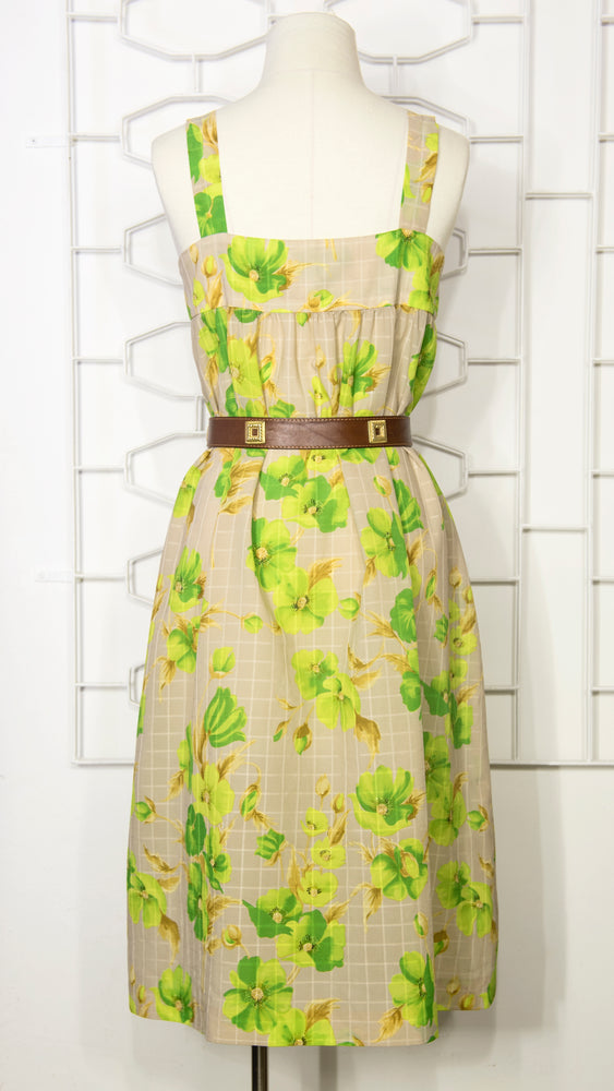 70s Green Floral Sun Dress