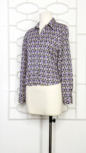 
            
                Load image into Gallery viewer, 70s Retro Squares Shirt Blouse
            
        