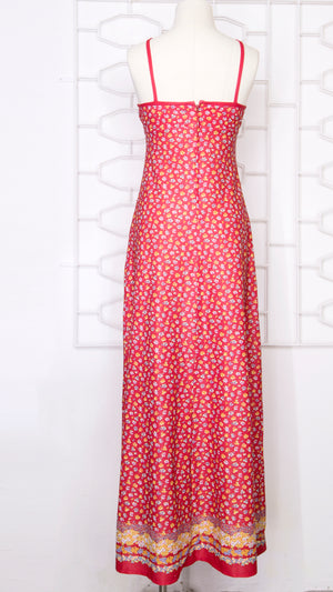 70s Cross Front Red Ditsy  Maxi