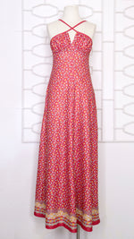 70s Cross Front Red Ditsy  Maxi