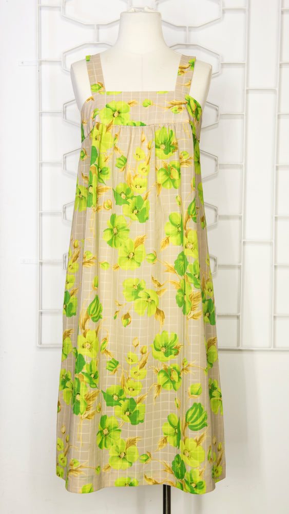 70s Green Floral Sun Dress