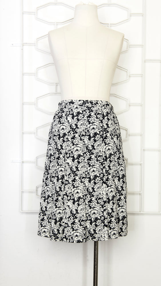 Classic Black & White Floral Skirt