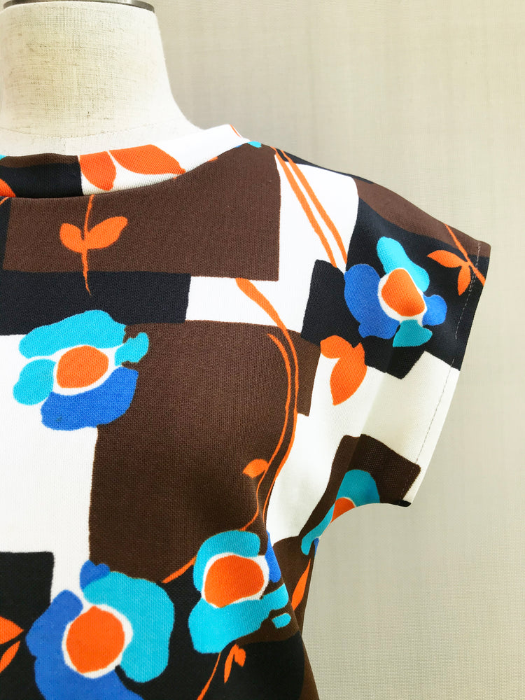 70s Floral Printed Jersey Top