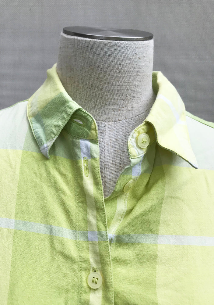 60s Lime Green Casual Plaid