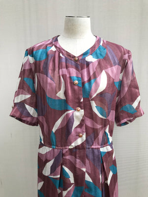 80s Purple Petal Swirl Dress
