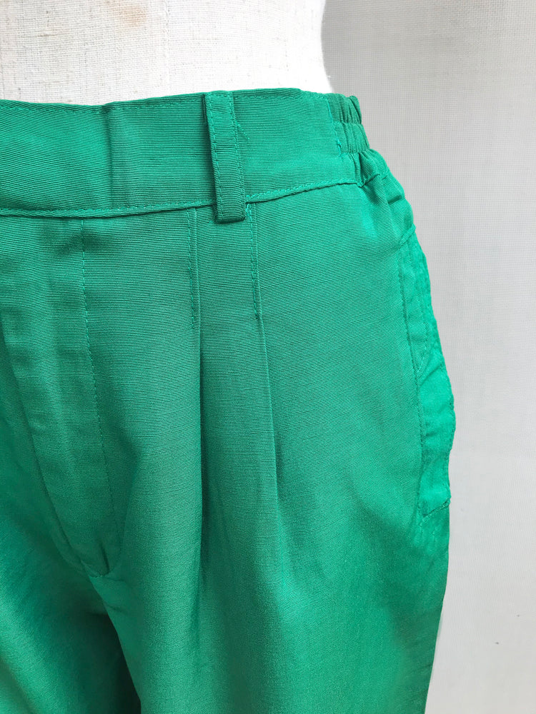 Green Classic Straight-cut High Waisted Trousers