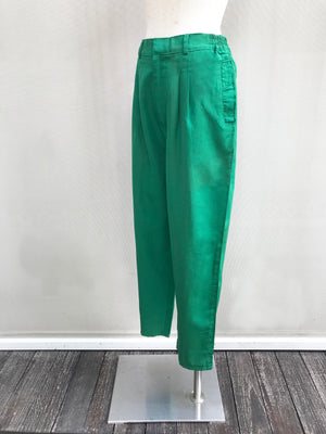 Green Classic Straight-cut High Waisted Trousers
